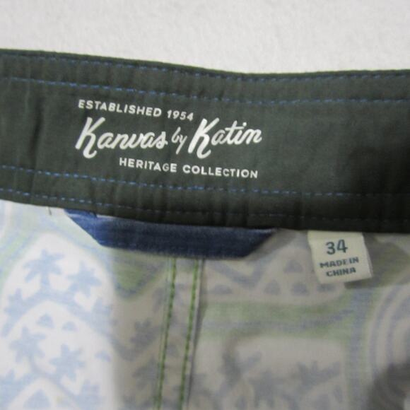 Kanvas By Katin Castaway 17” Hybrid Trunks Jade Shorts Men's Sz 34 Blue & Green - Picture 3 of 14